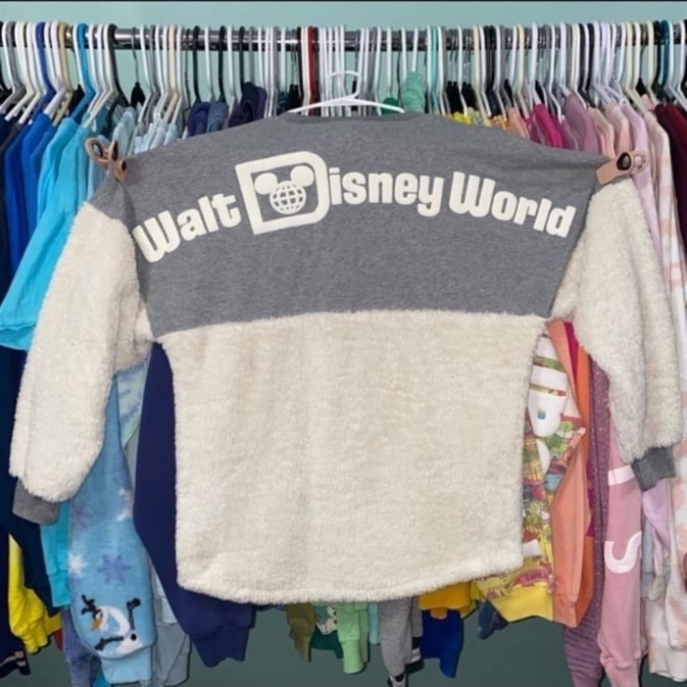 Disney parks grey & white Sherpa fuzzy spirit jersey s